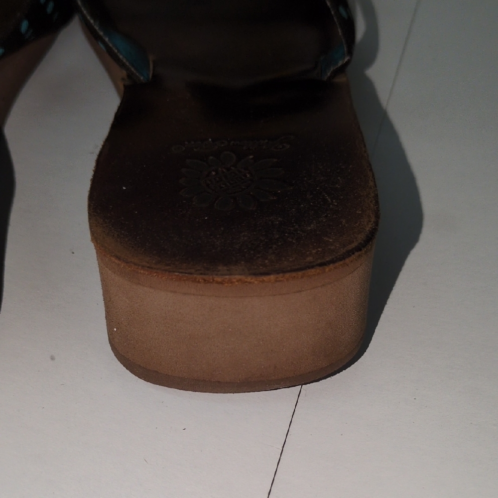 Yellow Box Black and Teal Polka Dot Sandals - Picture 13 of 14